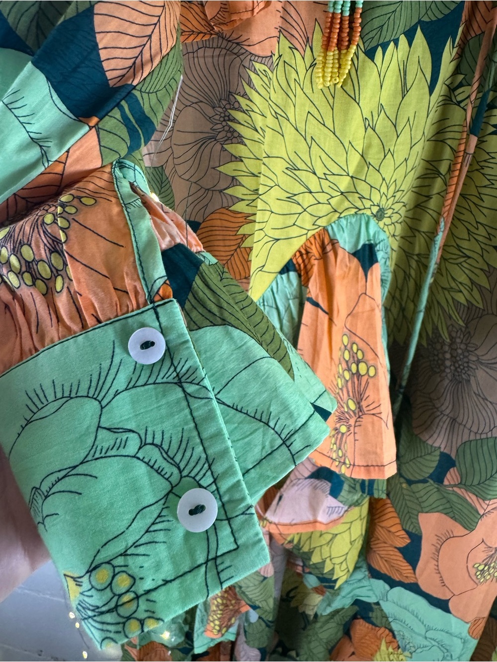 NWT Farm Rio x Anthropologie Floral High Low Midi Dress XL Petite Boho Tassel - Picture 9 of 14